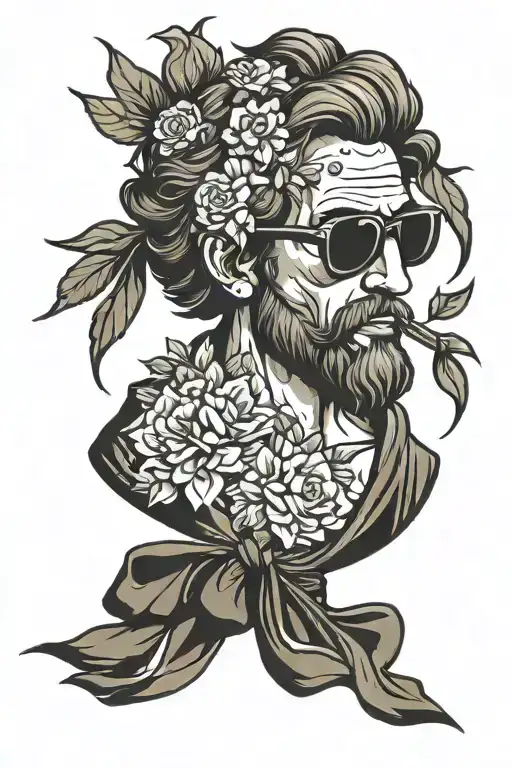 Odysseus With Bow And Floral Shirt And Sunglassess