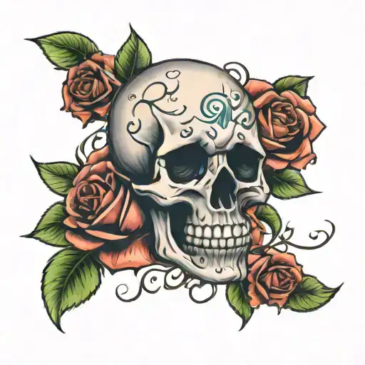 Skull Roses And Clamatisis