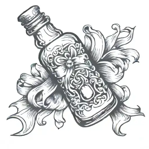 Baby Bottle And Ribbon