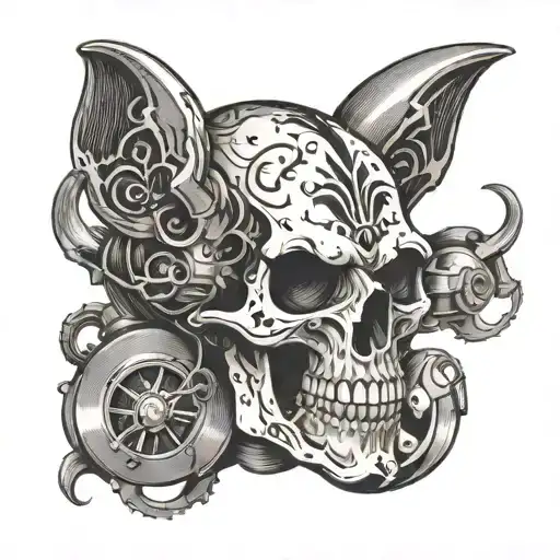 Turbo Skull With Black Metal