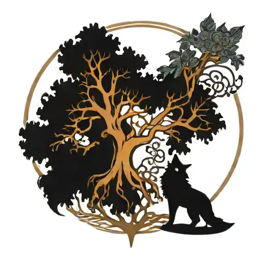 Tree Of Life And Wolf