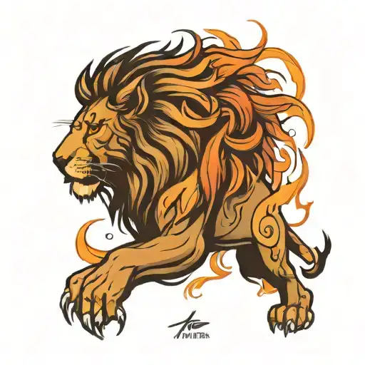 Lion And Fire