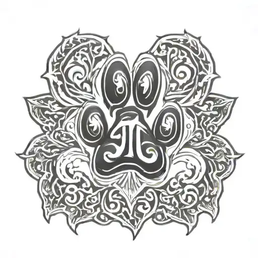 Dog Paw With Tj Inititals