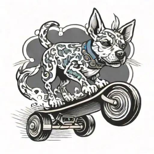 Dog Riding Skateboard