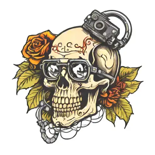 Skull With Glasses And A Multimeter