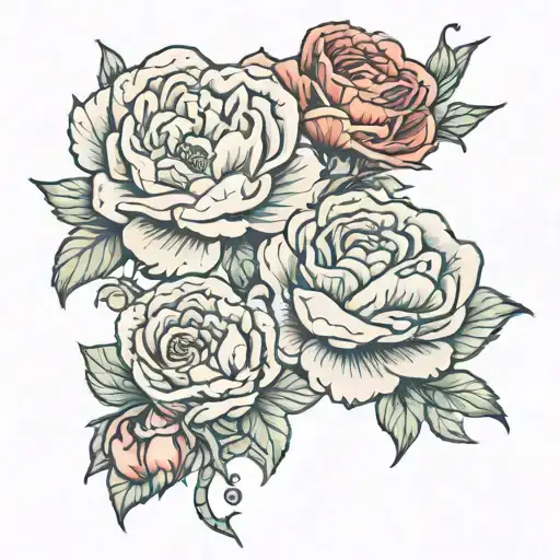 Carnation And Rose Intertwined