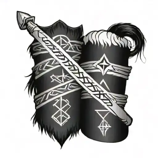 Two Upper Arm Bands One Black With Roman Numeral Birthdates And The Other Norse Runes