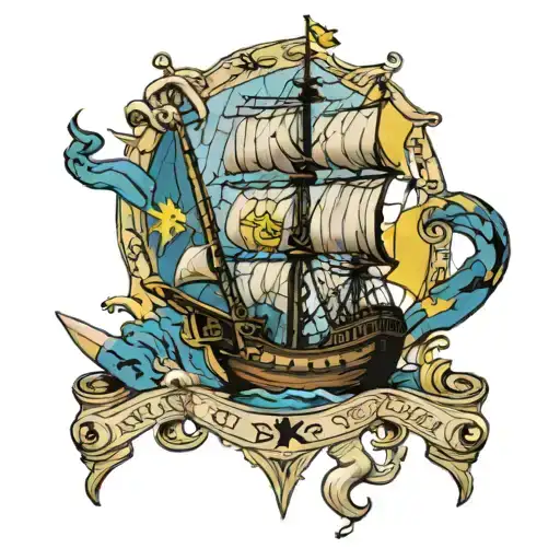 Brig Against The Background Of The Azov Flag