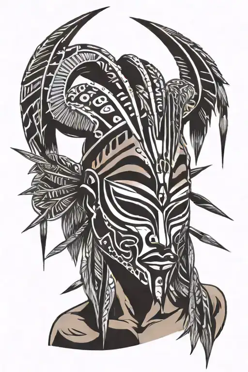 African Mask With Spears