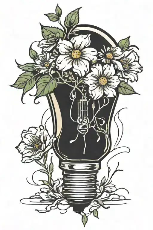 Broken Lightbulb With Flowers Growing Out