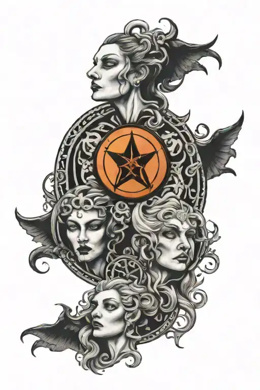 Triple Moon And Hekate Three Faces