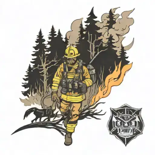 Wildland Fire Fighter In The Forest Fighting Fire