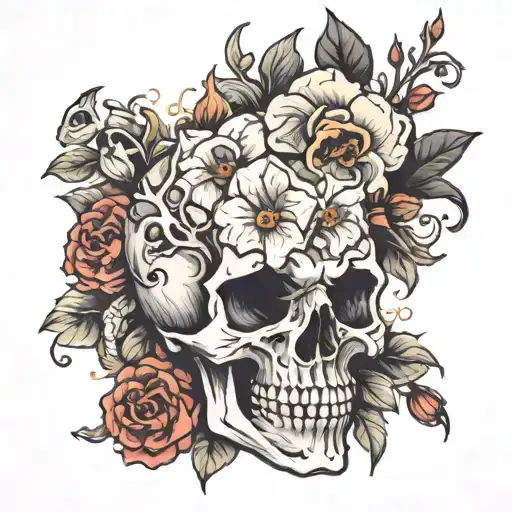 Flowers And Skull Wearing