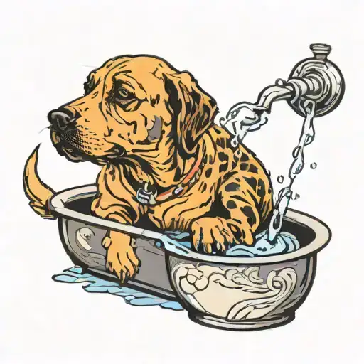 Dog Driking Water From A Bowl