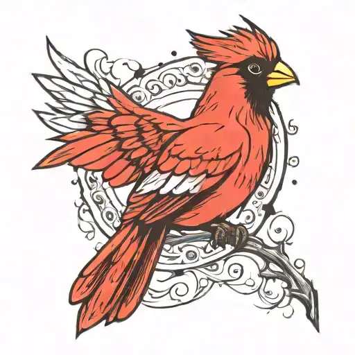 A Cardinal With Angel Wings Spread