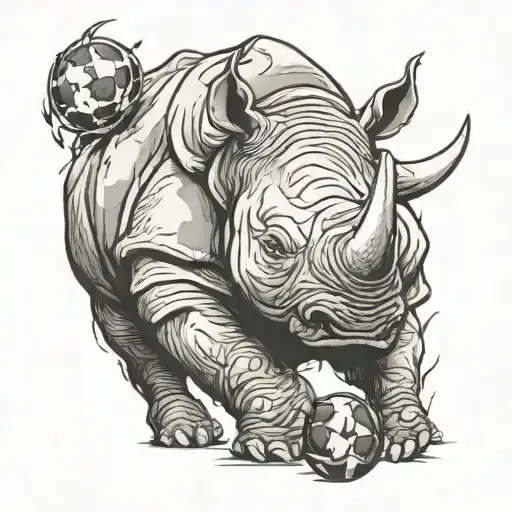 Rhino Carrying A Football Like A Running Back