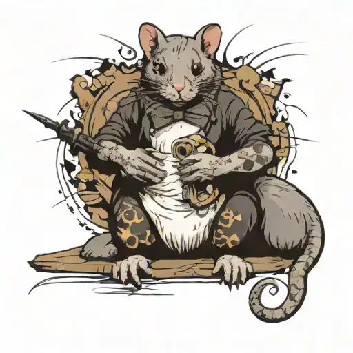 Fancy Rat Shaving A Cat Sitting