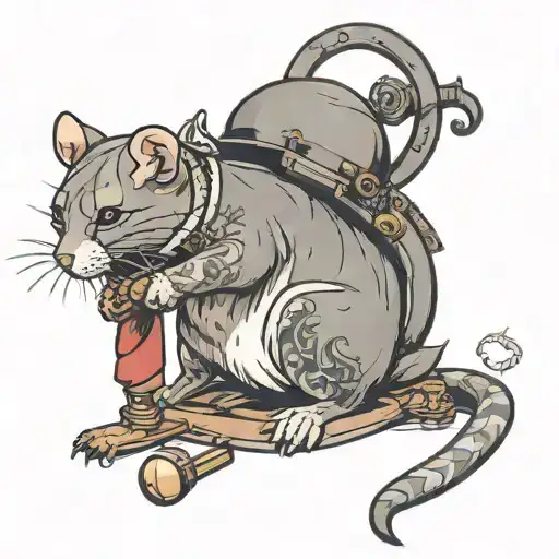 Fancy Barber Rat Shaving A Cat
