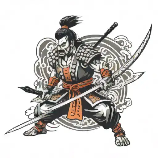 Samuari Warrior Wielding A Sword