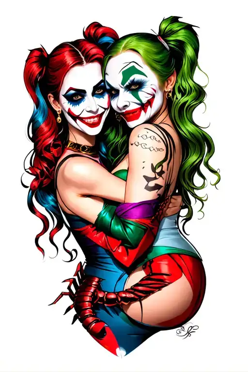 Harley Quinn And Joker With Scorpio And Pisces Sign