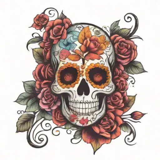 Sugar Skull Floral Mandala