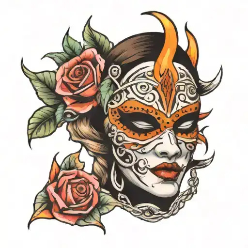 Mask With Rose & Fire