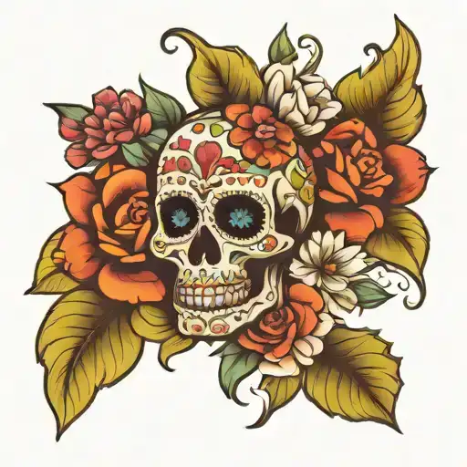 Sugar Skull Floral Mandala