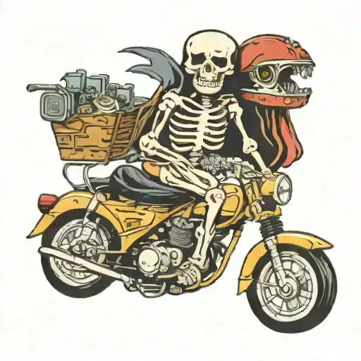 Skeleton Riding A Moped Driving