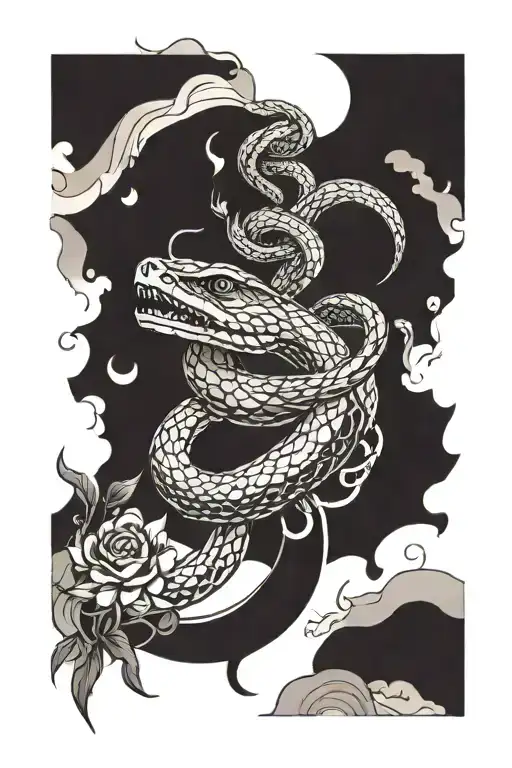 Snake Sun Moon Merging Together