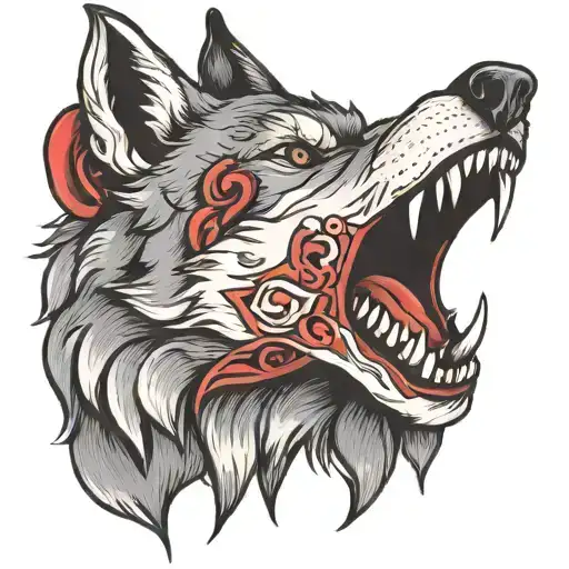 Wolf With Heart In Mouth Open