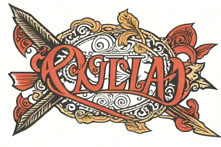 The Name Kyla A Line Through The Name With A Arrow At The End With Red Shading