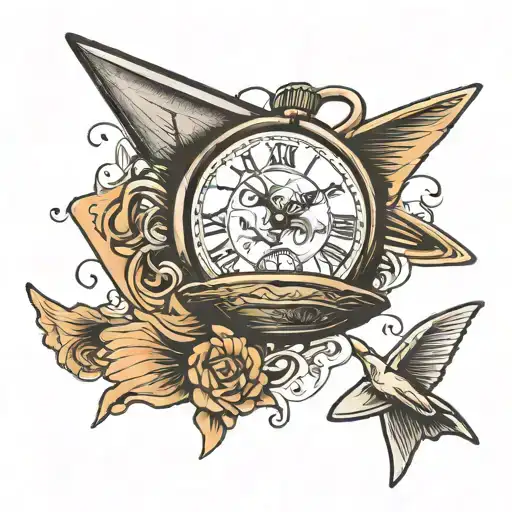 Pocket Watch With Globe Face And Paper Airplane Flying Around It