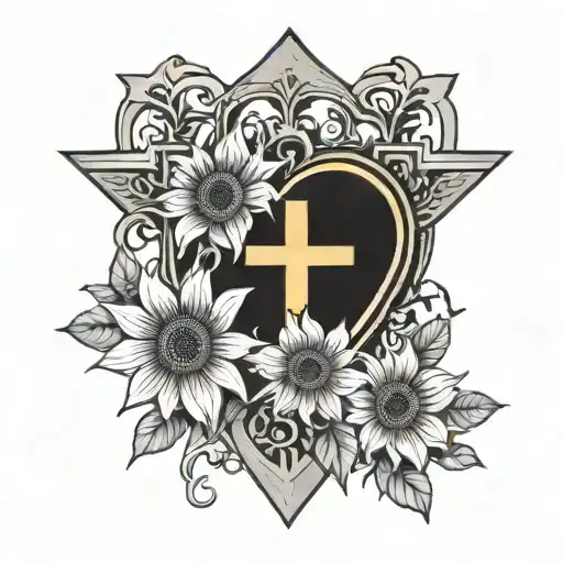 Heart Cross And Sunflower