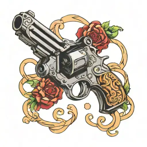 Glass With A Gun Intertwined