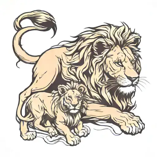 Lion And Lion Cub