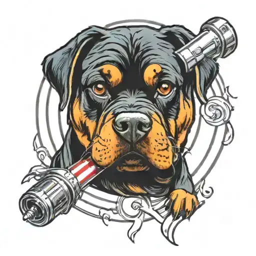Rottweiler With Laser Eyes And Lightsaber