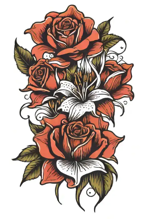 Two Roses And A Lilly Flowers And Quote