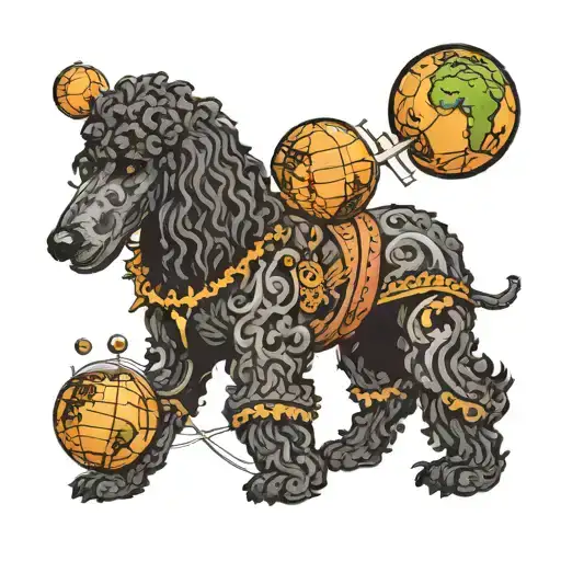 Atlas Holding The World But Atlas Is A Black Standard Poodle