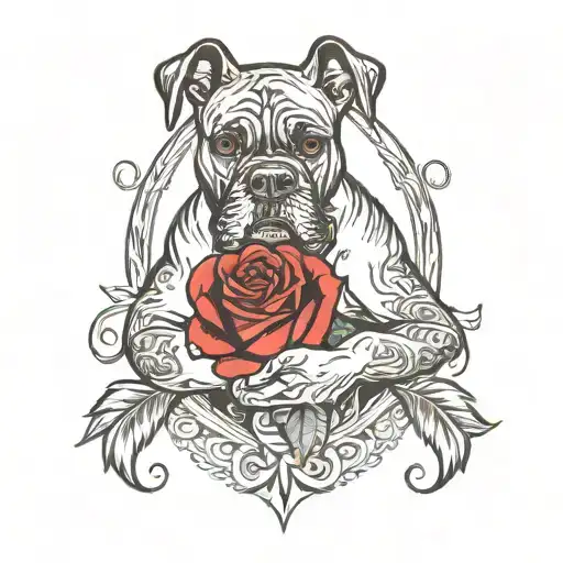 Boxer With Traditional Tattoos On A Rose Intertwined