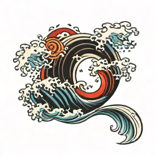 Japanee Waves Flowing Water