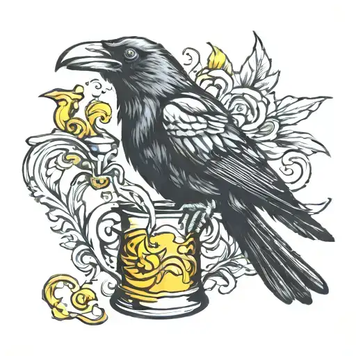 Crow Holding Beer Mug