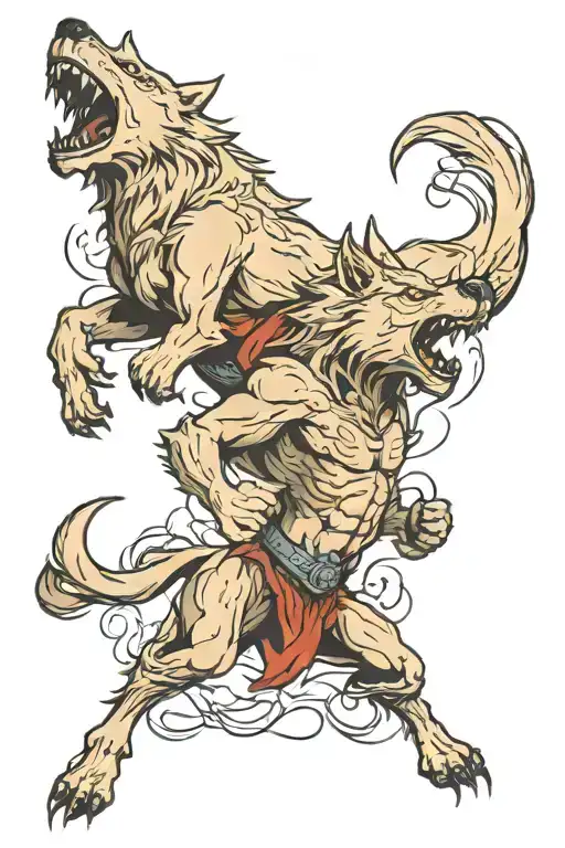 Wolf Fighting Demons