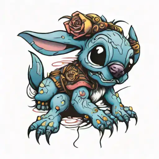 Stitch And Dog Paws Scratching