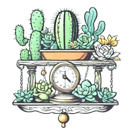 Cactus Growing And Balance Scale