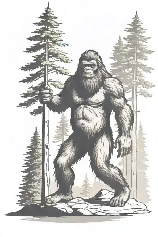 Bigfoot Figure Among The Trees