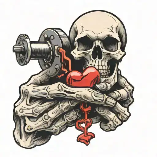 Skull Hand Holding A Heart Shaped Lock