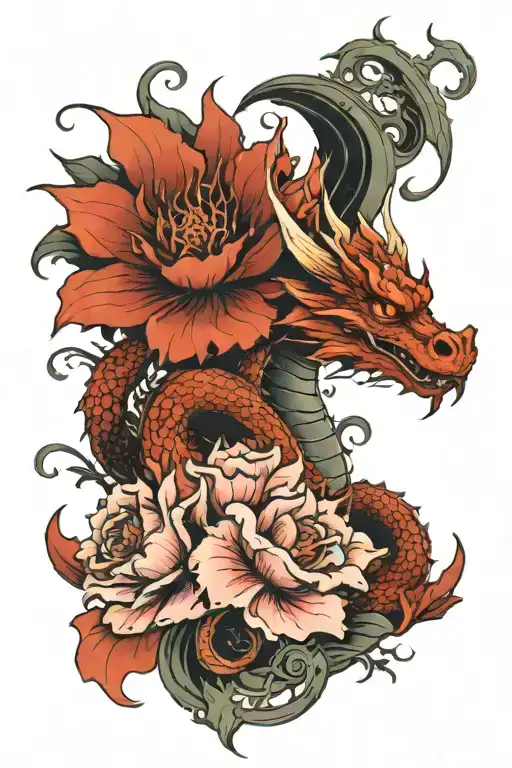 Dragon And Flowers