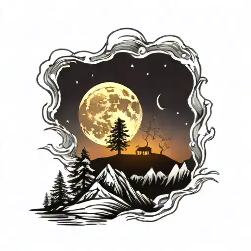 Full Moon Over Ragged Mountain Silhouette Incorporated
