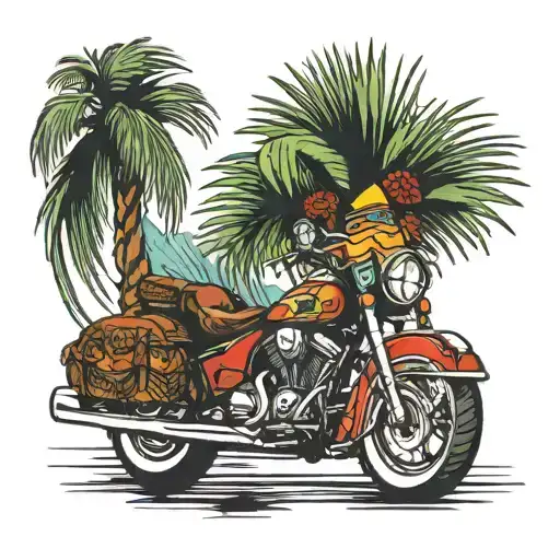 Indian Blankets Palm Tree Motorcyle
