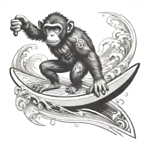 Monkey Surfing Hakuna Matata In Surfboard Design